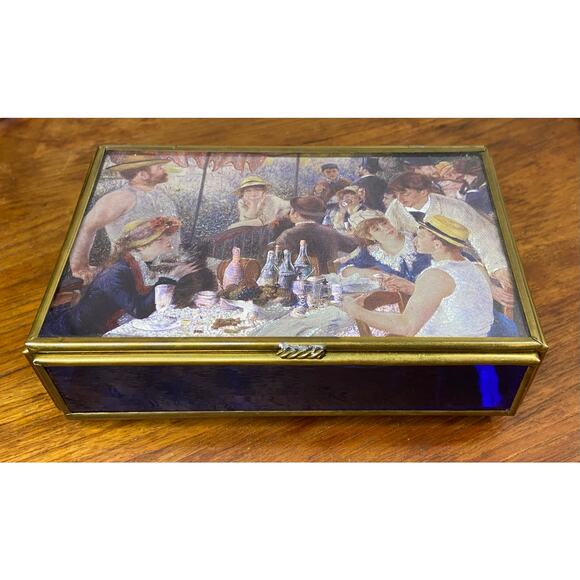 Vintage Enesco Glass Music Box " That's What Friends Are For" Sankyo Japan Works - Picture 1 of 12